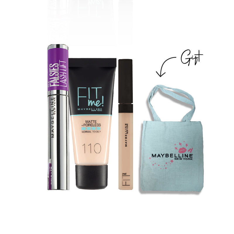 Fit Me Foundation + Concealer + Falsies Lash Lift Mascara - Black