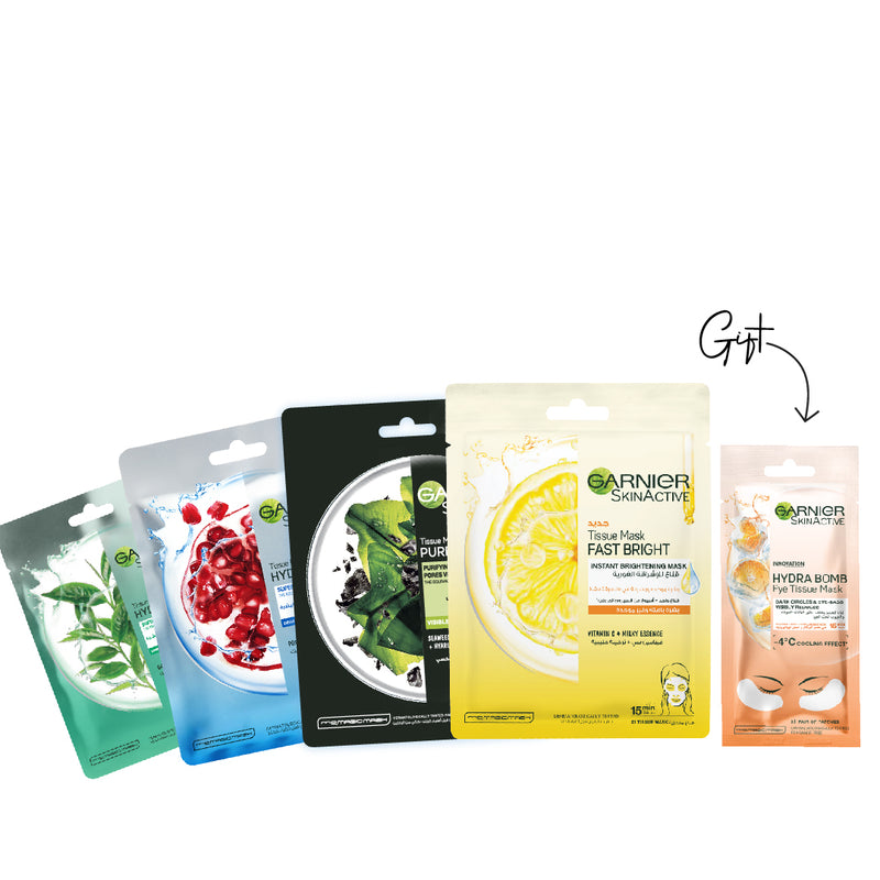 Garnier Masks Offer + Free Garnier Eye Tissue Mask Hydra Bomb / Oran