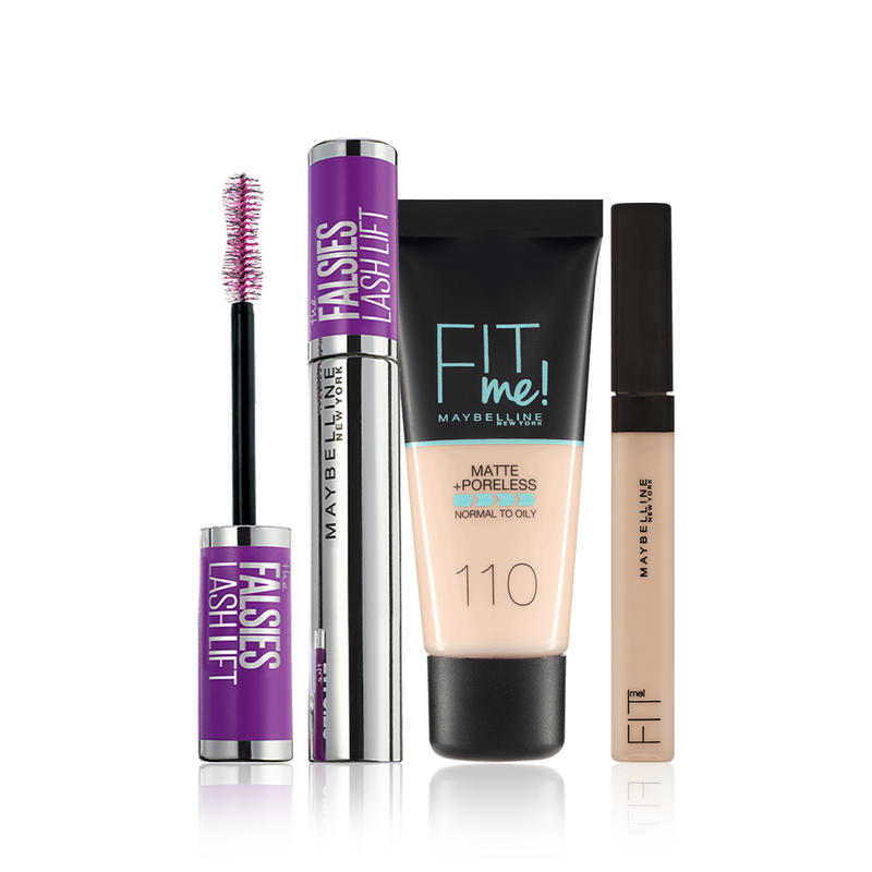 Fit Me Foundation + Concealer + Falsies Lash Lift Mascara - Black